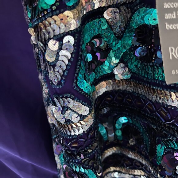 New Vtg Holiday Evening Cocktail Jacket M Retro Sequin Beaded - Picture 3 of 12